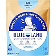 BLUELAND 100% Plastic-Free Dishwasher Detergent Tablets, 60 Count, Free & Clear, Eco-Friendly Dishwashing Pods, Natural, USDA