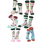 Liitrsh 6 Pairs Funny Plant Socks for Women Novelty Gardening Crew Socks Birthday Plant Lover Gifts for Mom Gardening Worker Gardener Valentine's Day