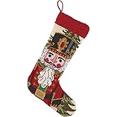 Peking Handicraft 31SJM4885CMC Hook Stocking Nutcracker in Red Hook Stocking, 13x21
