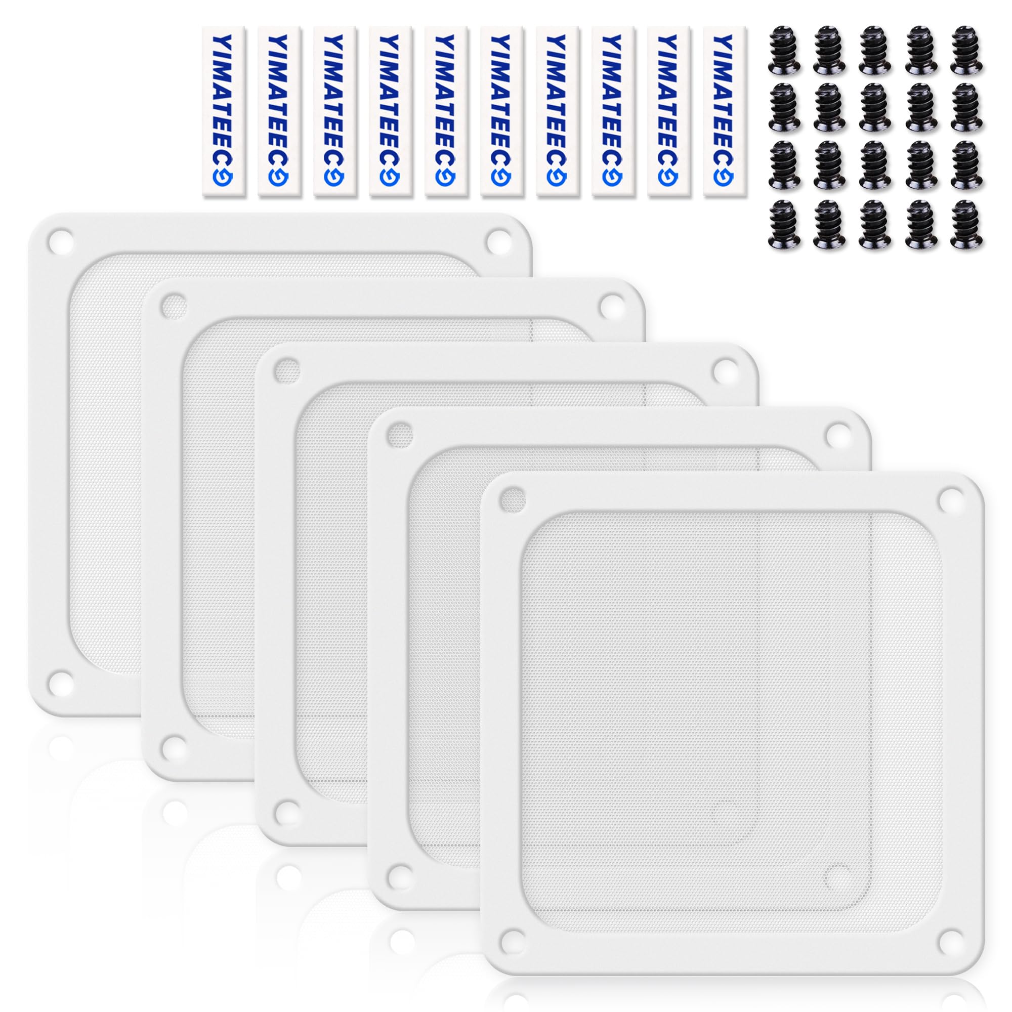 YIMATEECO 120mm Fan Filter PC Dust Filter for Computer Cooler/PSU/Routers PVC 50 Mesh, Magnetic Frame Dustproof Case Cover Fan Grills (PVC PRO, 120 * 120mm, 5pcs, White)