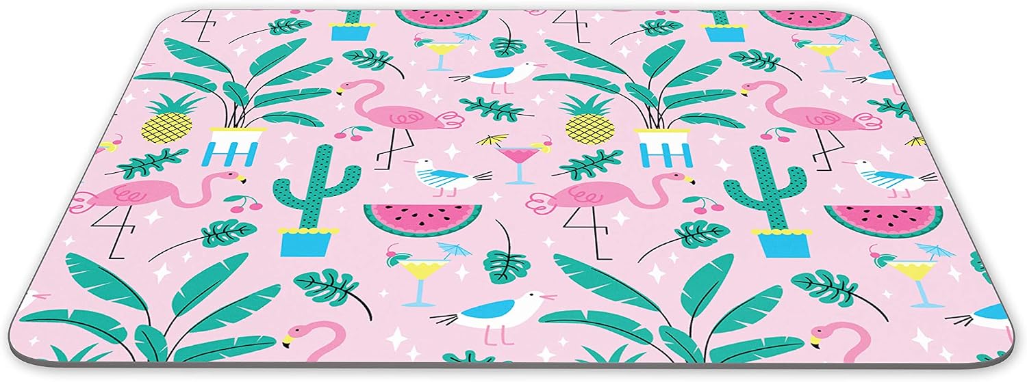 Summer Holiday Fun Beach Flamingo Mouse Mat Pad - Pink Computer #14371, Multicolor, 23.5cm x 19.6cm x 5mm - Image 3