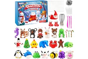 CUPLOOV Advent Calendars 2025 Kids, 24 Days Christmas Countdown Calendars DIY Air Dry Modeling Clay for Kids, Assorted Colors Polymer Clay Kit with Sculpture Tools, Best Christmas Gifts for Chidren Boys Girls