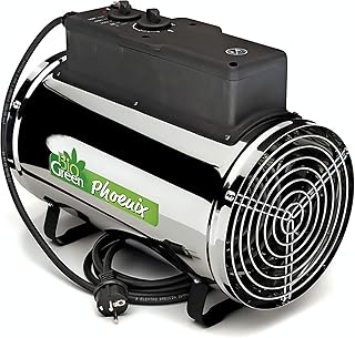 Bio Green Elektrogebläseheizung Phoenix, silber/schwarz - IP X4 Spritzwassergeschützt für Gewächshäuser