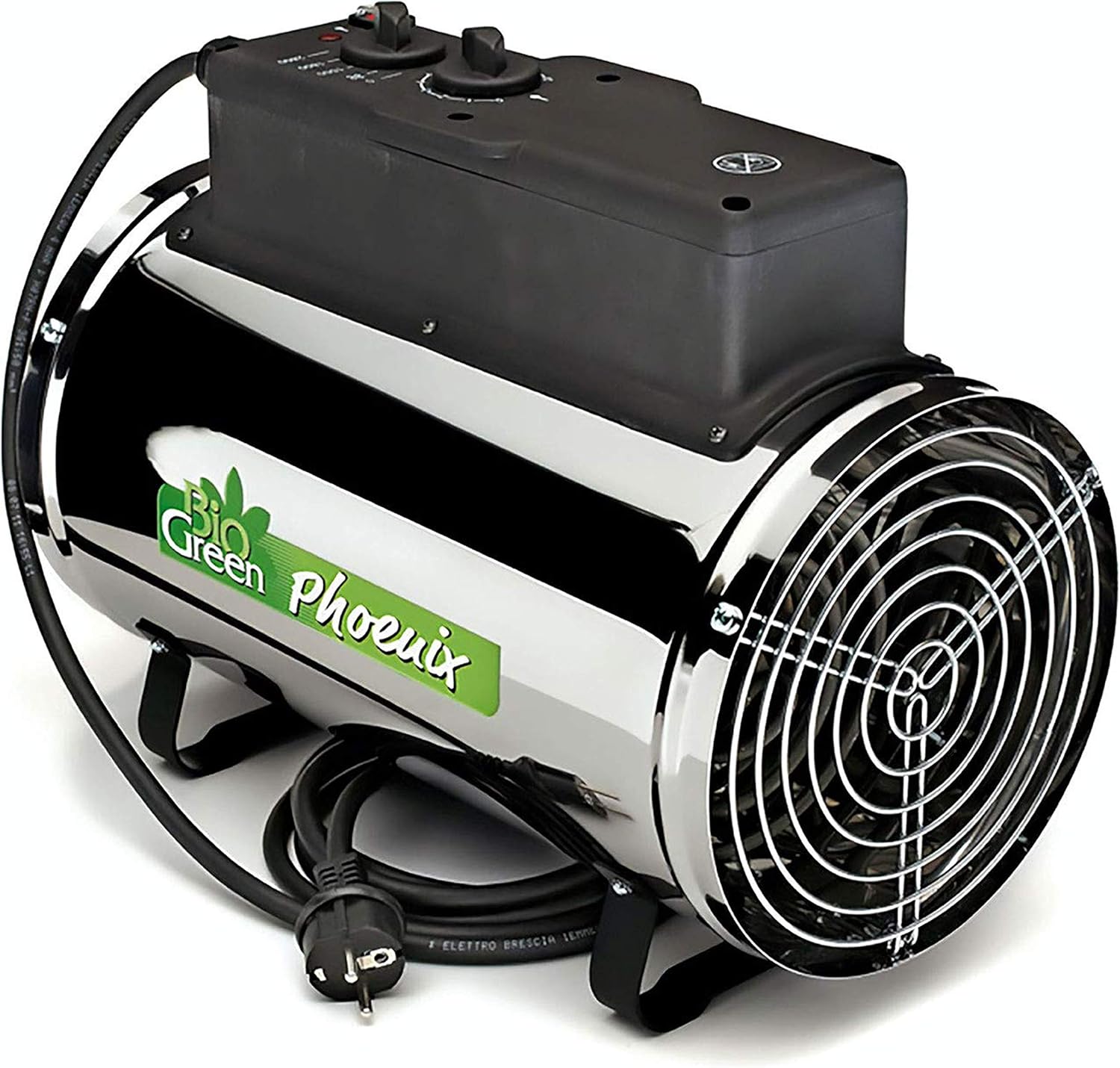 Bio Green Elektrogebläseheizung Phoenix, silber/schwarz - IP X4 Spritzwassergeschützt für Gewächshäuser