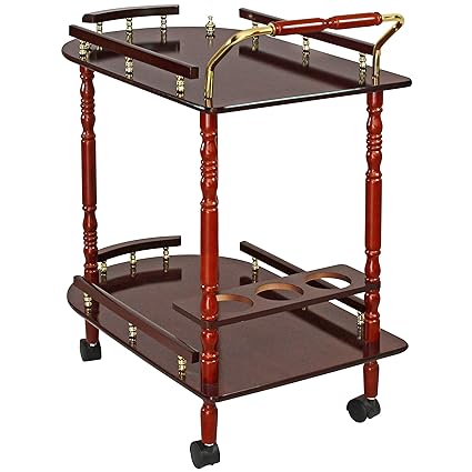 Spread Spain Wooden Contemporary Style 2 Tier Service Trolley/Bar Trolley/Kitchen Trolley (241630 Inches, Mahogany)