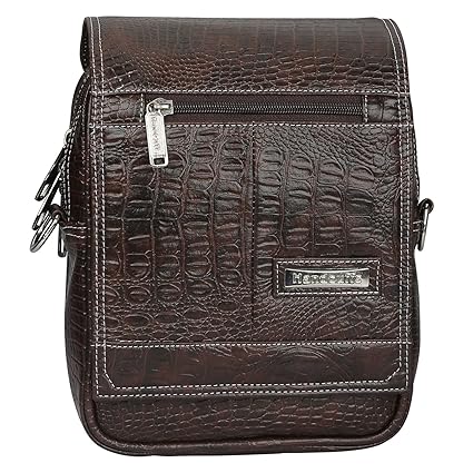 Handcuffs Leather Vintage Sling Bag for Men for Daily Use Trendy Snake/Alligator/Crocodile Print