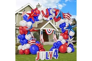 MR.BABY 158pcs Red White and Blue Balloons Garland Arch Kit for Patriots Day 4th of July Memorial Veterans Day Graduation Party Supplies Nautical Veterans Memorial Day 4th Decorations