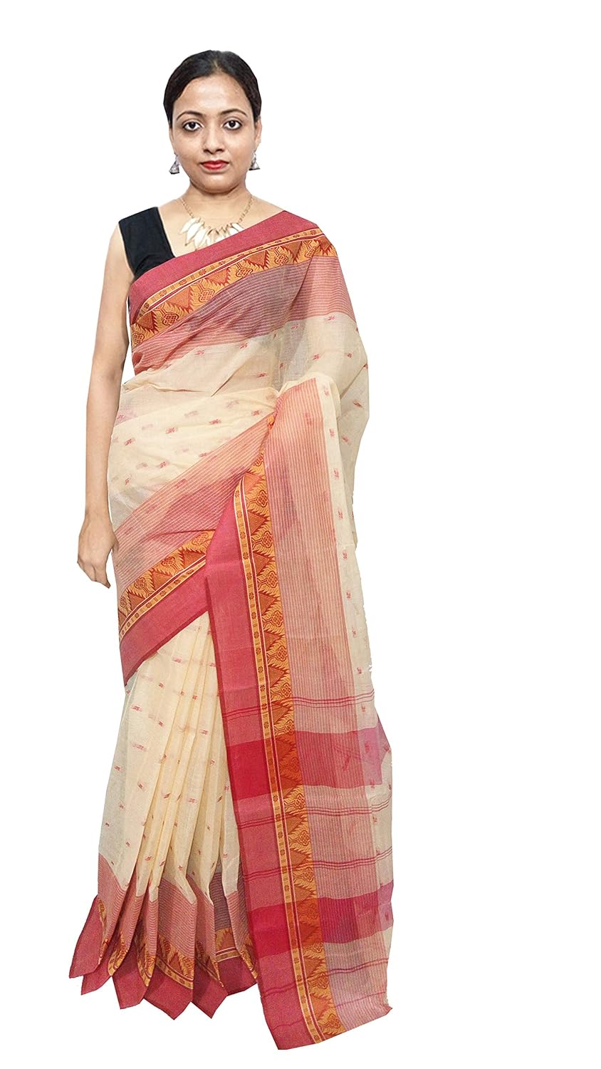amazon red white saree