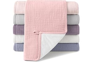 Bearmoss 100% Cotton Muslin Burp Cloths Sets 6 Pack 20x10inch Large Burping Clothes Extra Soft Absorbent for Newborn Unisex Baby Girls and Boys (Spring)