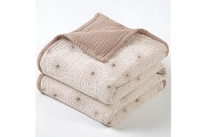 LULUMOON Lulu moon Muslin Quilt Blanket, Crib Blanket for Baby and Toddler,47x47 Inches(Sand Daisy)