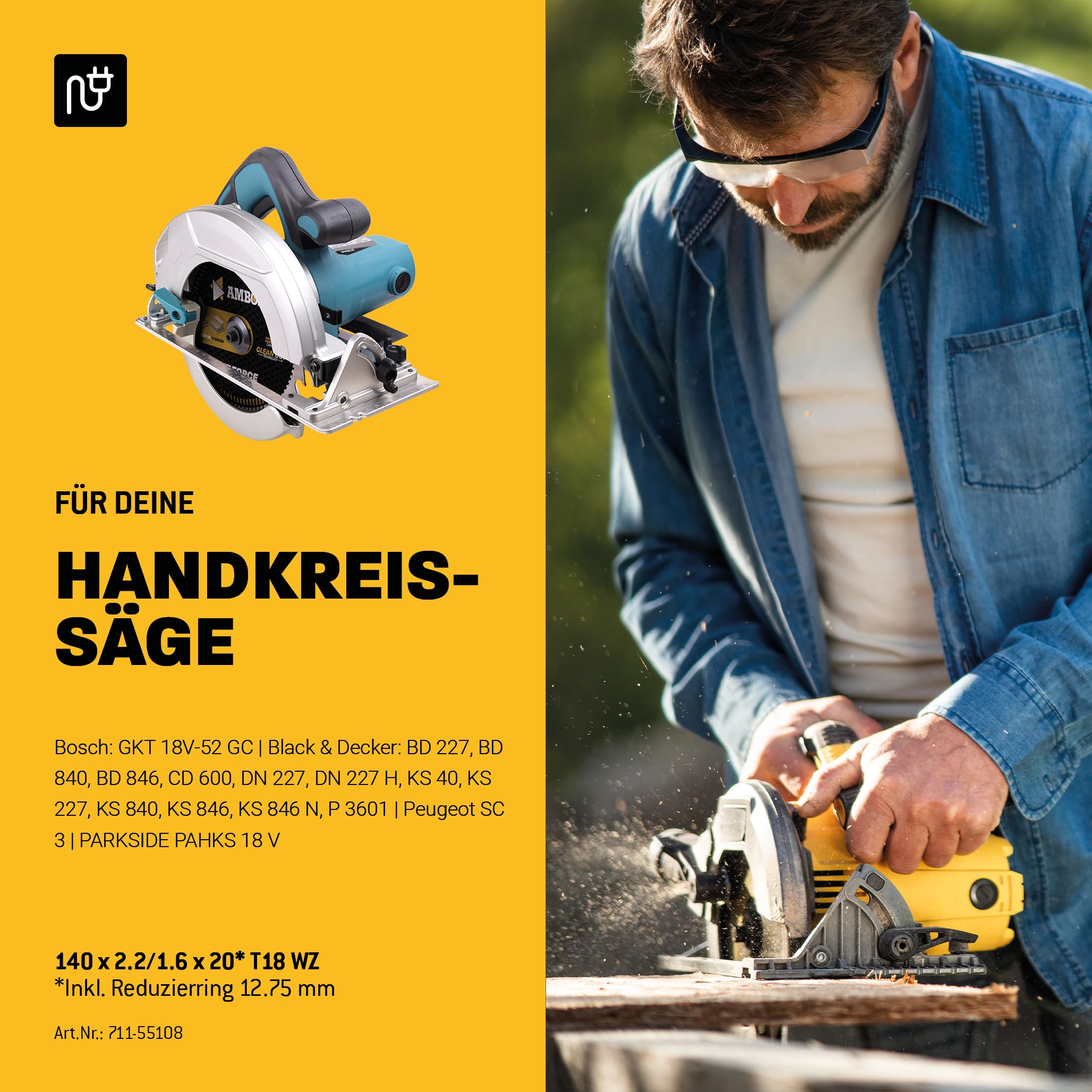 HM Kreissägeblatt 165x20 16 Z12 Wechselzahn für Holz - Zuschnitt. AMBOSS WERKZEUGE® Sägeblatt 165mm +Reduzierring 16 20mm. 165x20 165x16 komp. zu Bosch GKS 165. GKS 55+. GKS55+G. GKS55+GCE. Makita 6