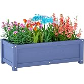 KETOYARK HDPE Raised Planter Box Outdoor,Rot-Resistant and Non-Cracking,Small Raised Beds for Gardening 29.5 * 14.4 * 9.8 in for Yard,Lawn,Outdoor Planter Boxes Rectangle with Drainage Holes Navy