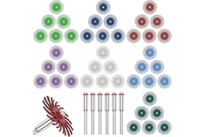 LALOCAPEYO 42pcs 1 Inch Radial Bristle Disc Kit with 3mm Shank,for Rotary Tools 80-2500# for Finishing Deburring Buffing,1" E