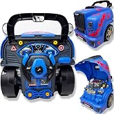 Playful Minds Interactive Large Truck Engine Toy for Kids &ndash; Complete Mechanic Repair Kit with Removable Parts, Lights, Sounds, Tools, Engine Builder for Kids, Blue
