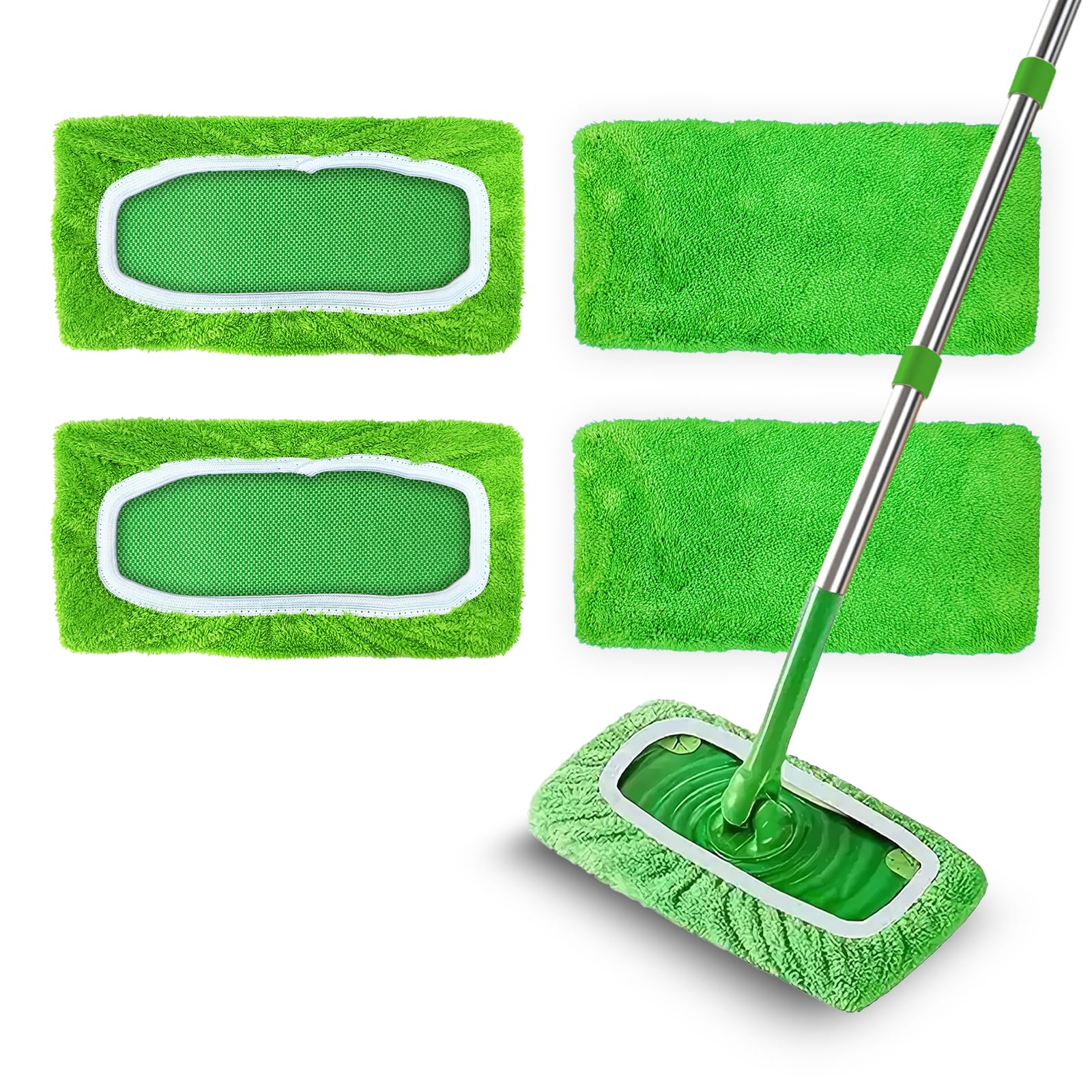 Photo 1 of 4 Pack Reusable Microfiber Mop Pads Compatible with Swiffer Sweeper, Washable Wet Mopping Cloths and Dry Sweeping Cloths, Wet Pad Refills for Hardwood Floor Cleaning(Mop is Not Included)