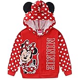 Disney Minnie Mouse Girls Zip Up Hoodie with Bow and Ears for Toddler and Big Kids