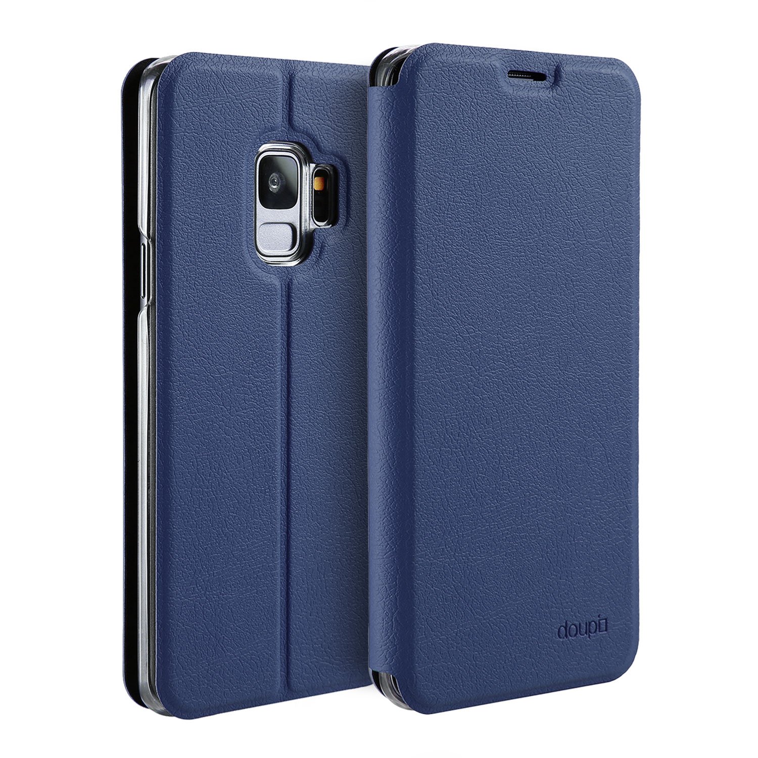 doupi Flip Cover for Samsung Galaxy S9, Magnet Protective Flip Case Book Style Screen Protector Stand, dark blue — image 1