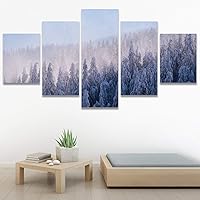 SIGNWIN 5 Panel Canvas Wall Art Modern Art Forest Multicolor Photography Relax/Calm Romantics Scenic for Home Decorations Ready to Hang - 60