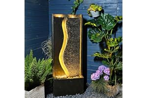 Tankana 49 inches Outdoor Water Fountain Garden Waterfall - Large Water Feature Fountains with LED Lights for Patio Yard Deck Porch Pool Home Decor, Rusty Dark Gray