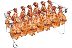 BaokiTook Chicken Leg and Wing Rack,14 Slots Chicken Drumsticks Holder, Stainless Steel Roaster Stand for Smoker Grill, Oven, BBQ Accessories