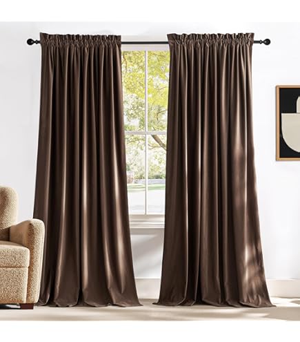 Amazon.com: KEQIAOSUOCAI Cocoa Brown Linen 100% Blackout Curtains