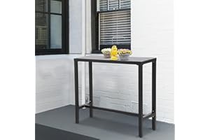 ONLYCTR Outdoor Bar Table, Patio Counter Height Bar Table, 40" Rectangle Bar Table for Patio, Garden, Yard, Balcony, Poolside (Black)