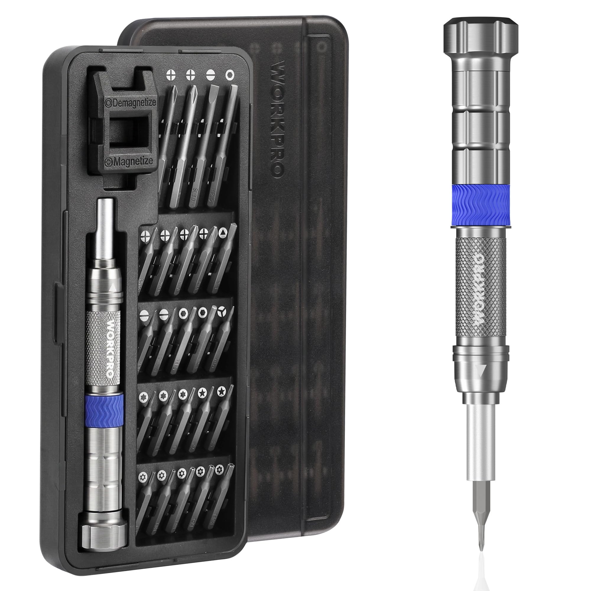 WORKPRO 26-in-1 Precision Screwdriver Set with Extension Shaft, Magnetic Small Pocket Screwdriver, S2 Multi Bit Mini Screwdriver for Laptop, Phone, Watch, Eyeglasses Repairing