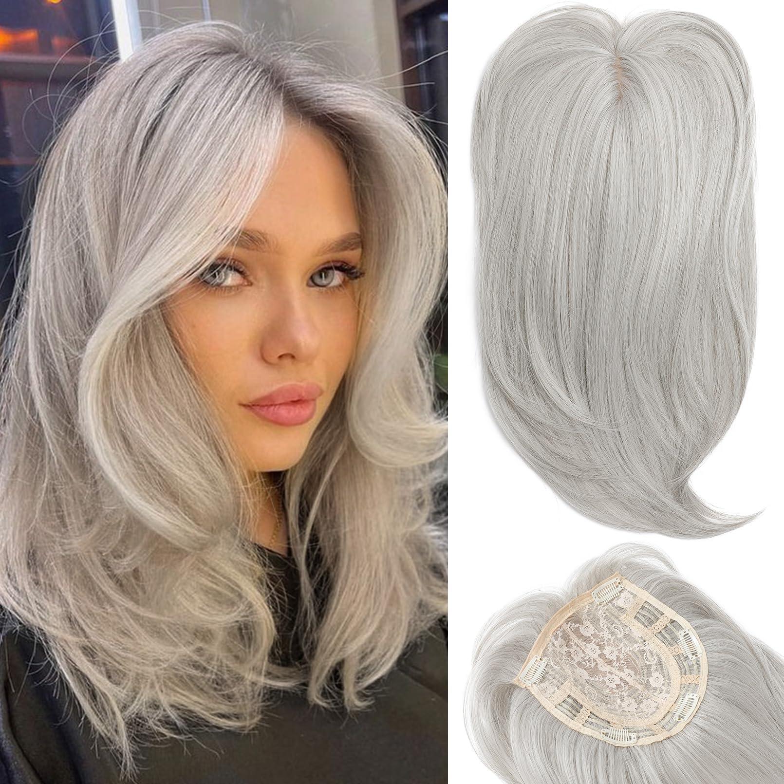 Photo 1 of ***(BLONDE)***
HOOJIH Hair Topper - Short Layered Wig with Bangs for Women with Thinning Hair - 14 Inch Slightly Curled Ends - Synthetic Fiber - BLONDE with Little Brown Mixed BLONDE