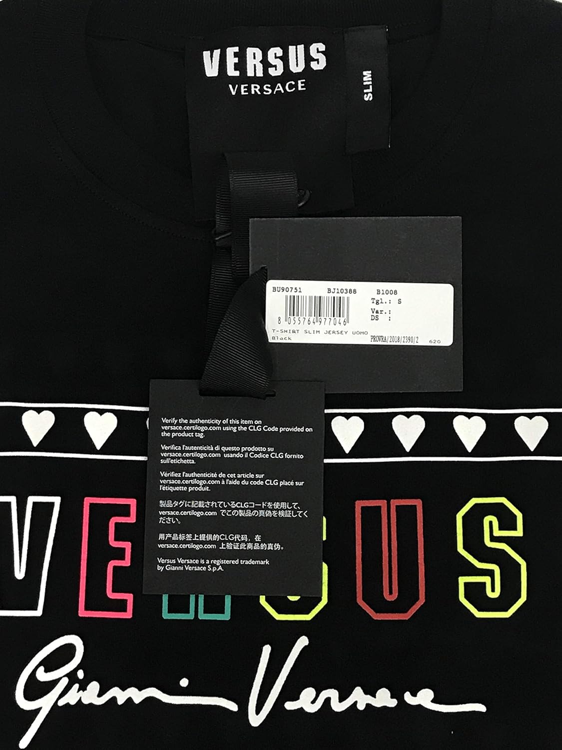 Amazon Com Versace Round Neck Slim Fit Printed Multicoloured Logo