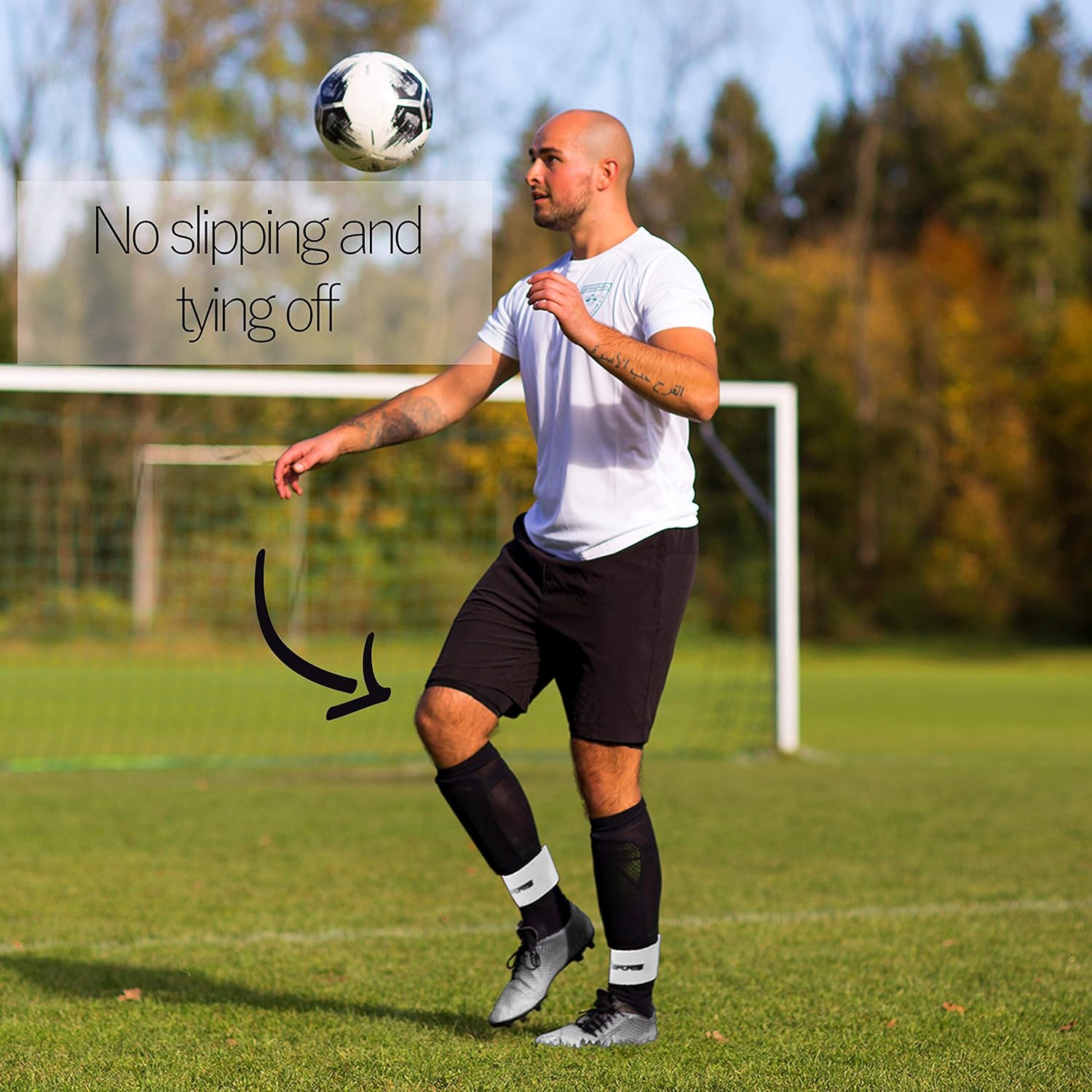  RR Sports Shin Guard Straps Black for Soccer, One Size Guards Stays