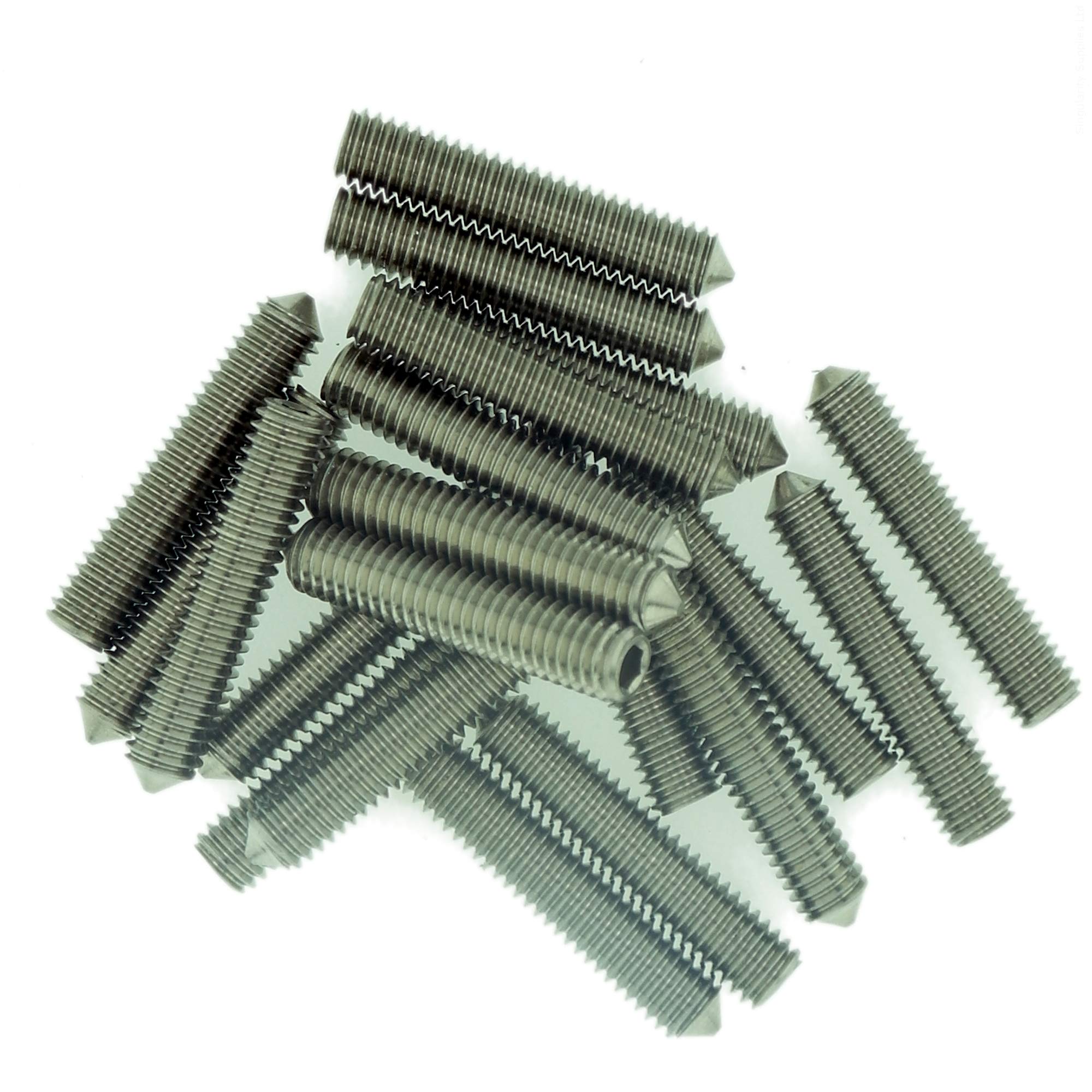 M4 (4mm x 3mm) Hex Socket Grub Screw (Cone Point) - Stainless Steel (A2) (Pack of 20)