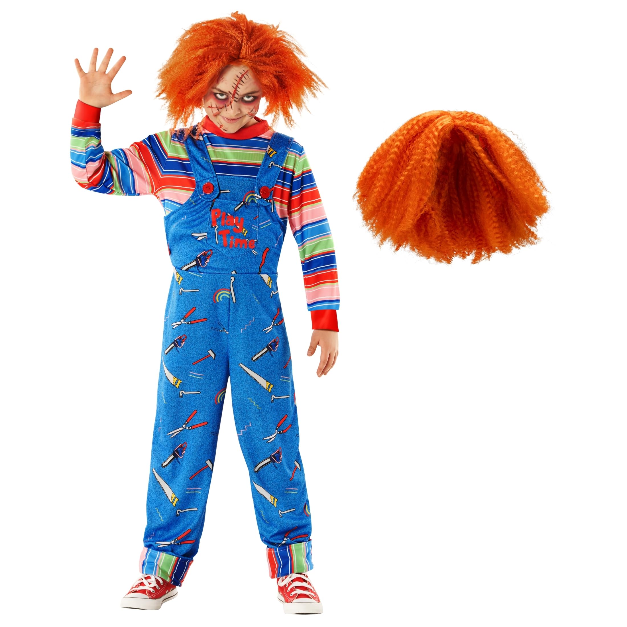 Morph Play Time Killer Costume With Wig For Boys Halloween Horror Movie Costume Kids Halloween Costumes, Large