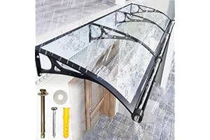 LSPYYDS Window Awning for Door Entrance, Patio Awnings Exterior Aluminum Alloy Bracket with Polycarbonate Cover Easy to Install Front Door Canopy UV/Rain/Snow Protection, Transparent/24x40in