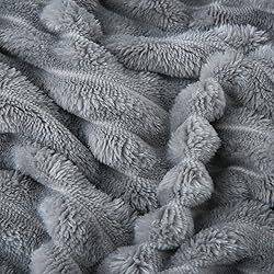 Linecooo Grey Fleece Throw Blanket 60”×80” for