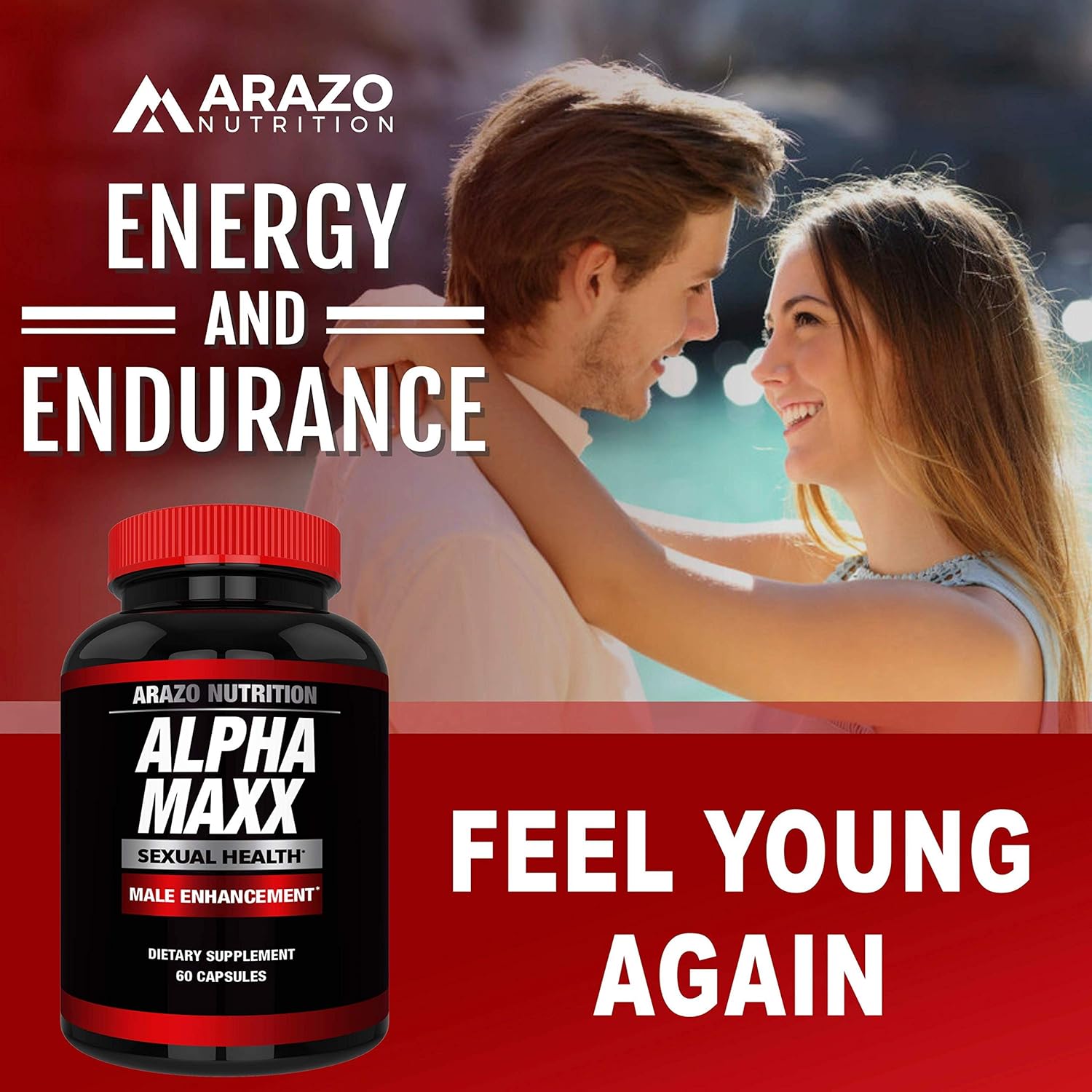AlphaMAXX Male Enhancement Supplement - Ginseng, Muira Puama, Tribulus - 60 Herbal Pill - Arazo Nutrition: Health & Personal Care