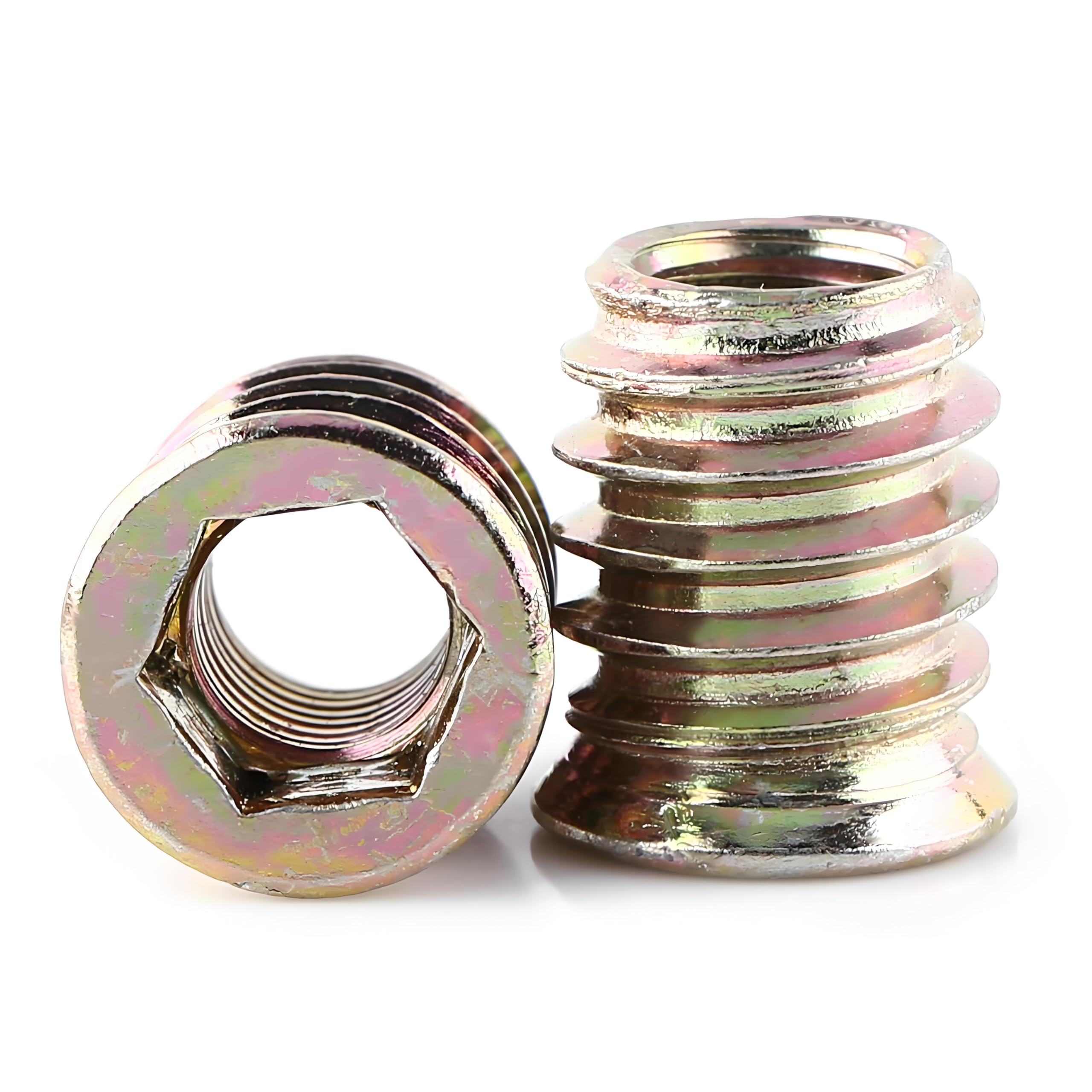 20Pcs Carbon Steel Hex Socket Drive Insert Nuts Hex Drive Head Nut Threaded For Wood Furniture Zinc Plated Carbon Steel Material(M8*17mm)