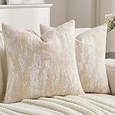 FUTEI Beige Decorative Throw Pillow Covers 18x18 Inch Set of 2,Soft Faux Cashmere Ink Painting Pattern Cushion Case,Modern Home Decor for Couch Bed Living Room