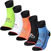 Bonuci 5 Pairs Mens Cycling Socks Sports Bike Socks Unisex Nylon Colorful Athletic Socks Breathable Cycling Gifts for Women