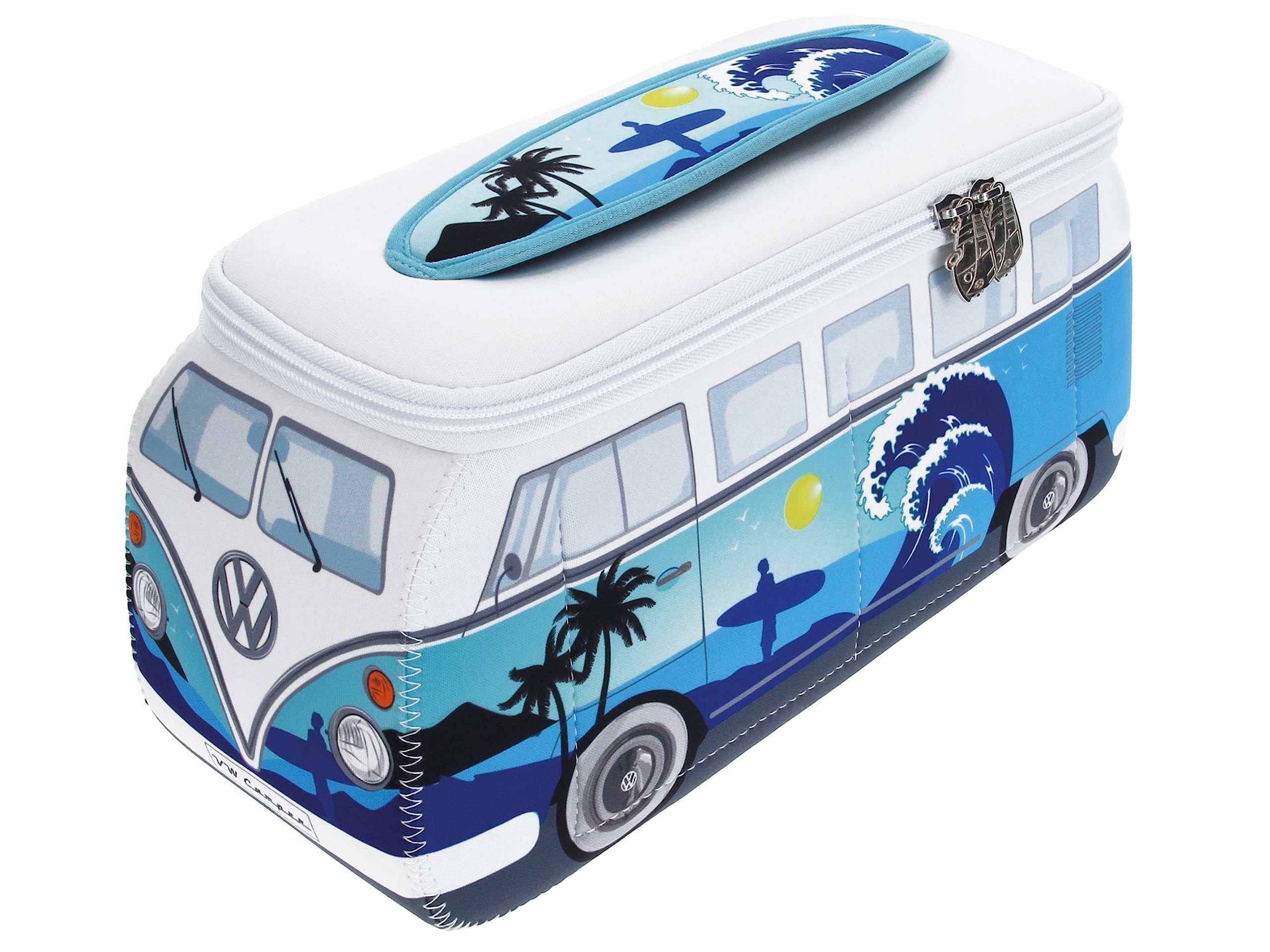 BRISA VW Collection - Volkswagen Neoprene Universal Makeup Cosmetic Travel Pharmacy Bag Pouch T1 Campervan Bus (Surf/Blue/Small)