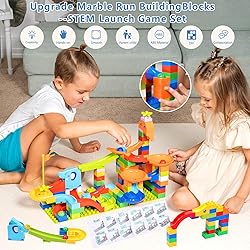 Marble Run Building Blocks for Kids: 130pcs Upgrade