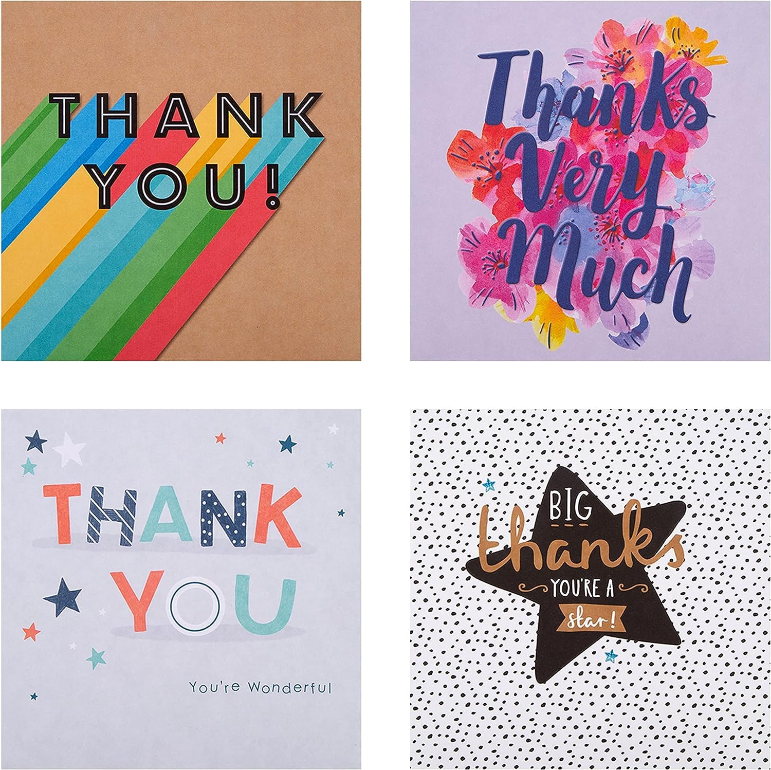Hallmark Thank You Cards - Multipack of 20 in 4 Fun Designs