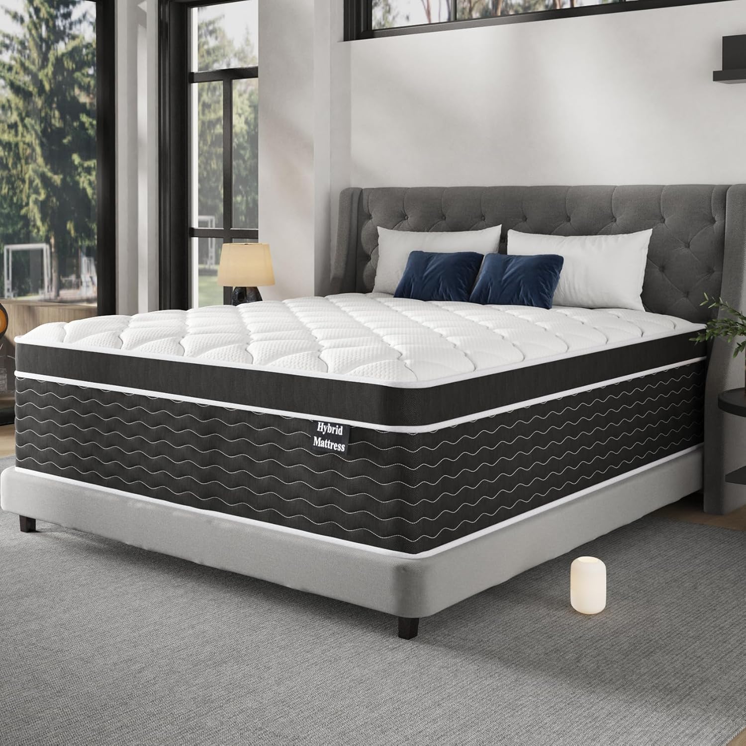 Photo 1 of Ruoysun 10 Inch Queen Mattress in a Box, Cooling & Breathable Medium Firm Mattress with Gel Memory Foam and Pocket Springs for Queen Size Bed, 100 Night Sleep Trial, CertiPUR-US Certified