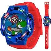 Super Mario Digital Kids Watch Featuring Mario and Yoshi with Light-Up Bezel Red Strap Glossy Character Dial Adjustable Fit Wrist Size 5.5" to 8" Official Nintendo Licensed Product
