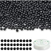 ZHFMLY 1000pcs 4mm Glass Beads for Jewelry Making, DIY Craft Beads, Bracelet and Necklace Supplies (Black)