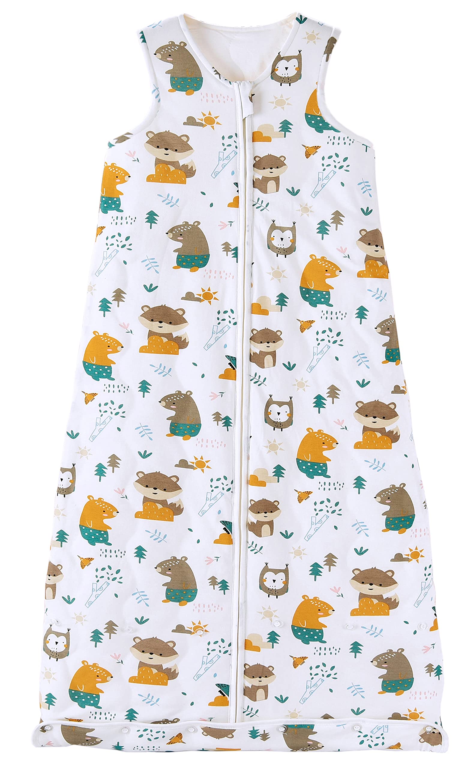 Chilsuessy Toddler Sleeping Bag 2.5 tog Baby sleeping bag, Adjustable length, Nursery Bedding Kids Wearable Blanket Cotton Sleeping Sack for Infant Boys Girls, Jungle animals, 130cm/4-5 Years