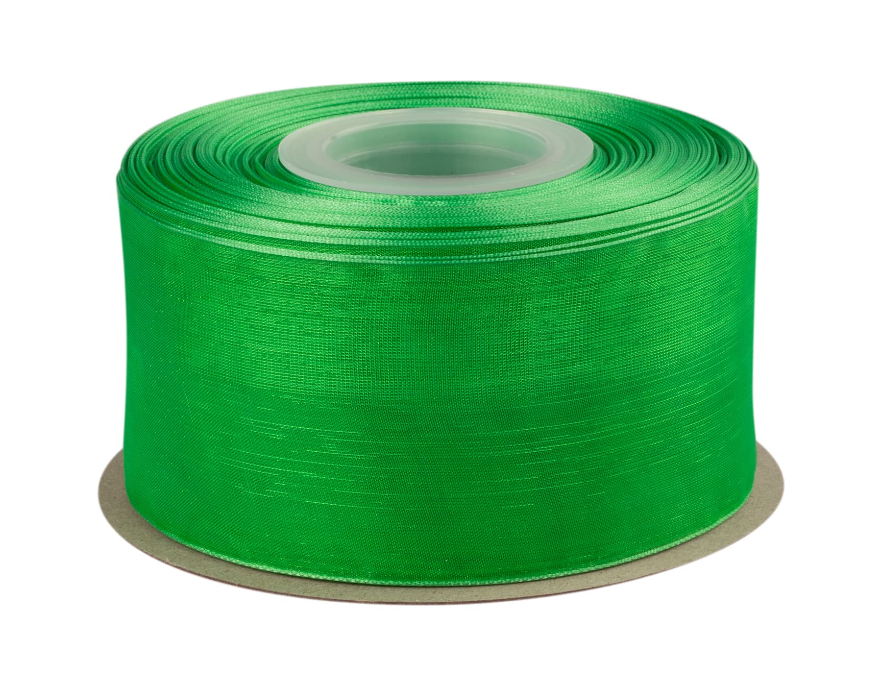 Ribbonitlux 50mm Sheer Organza Ribbon, Classic Green Shimmer Chiffon Ribbon 45M-Roll, Ideal for Wedding Events Christmas Decaration Making Floral Bouquets DIY Crafts