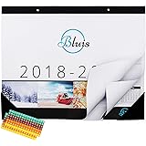 Bluis Desk Calendar 2018-2019 (Large: 17” x 13.4”) | Daily, Weekly, Monthly, Yearly Personal Organizer | Metal Wall Hanging Eyelets | Wall/Desk Calendar for Home, Office, Classroom