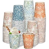 FYSUIMU 100Pcs William Morris Floral Paper Cups 9Oz Vintage Botanical Disposable Cups Spring Flower Drinking Cups for Juice Coffee Hot Cold Drink Home Party Supplies
