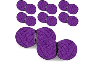 MINUPWELL 8 Packs Jumbo Chunky Chenille Yarn - 1820g(64oz) 254 Yards (761ft) Bulky Yarn - Chunky Yarn for Hand Knitting Blanket,Cushions, Pet Bed - Soft and Durable (Violets)