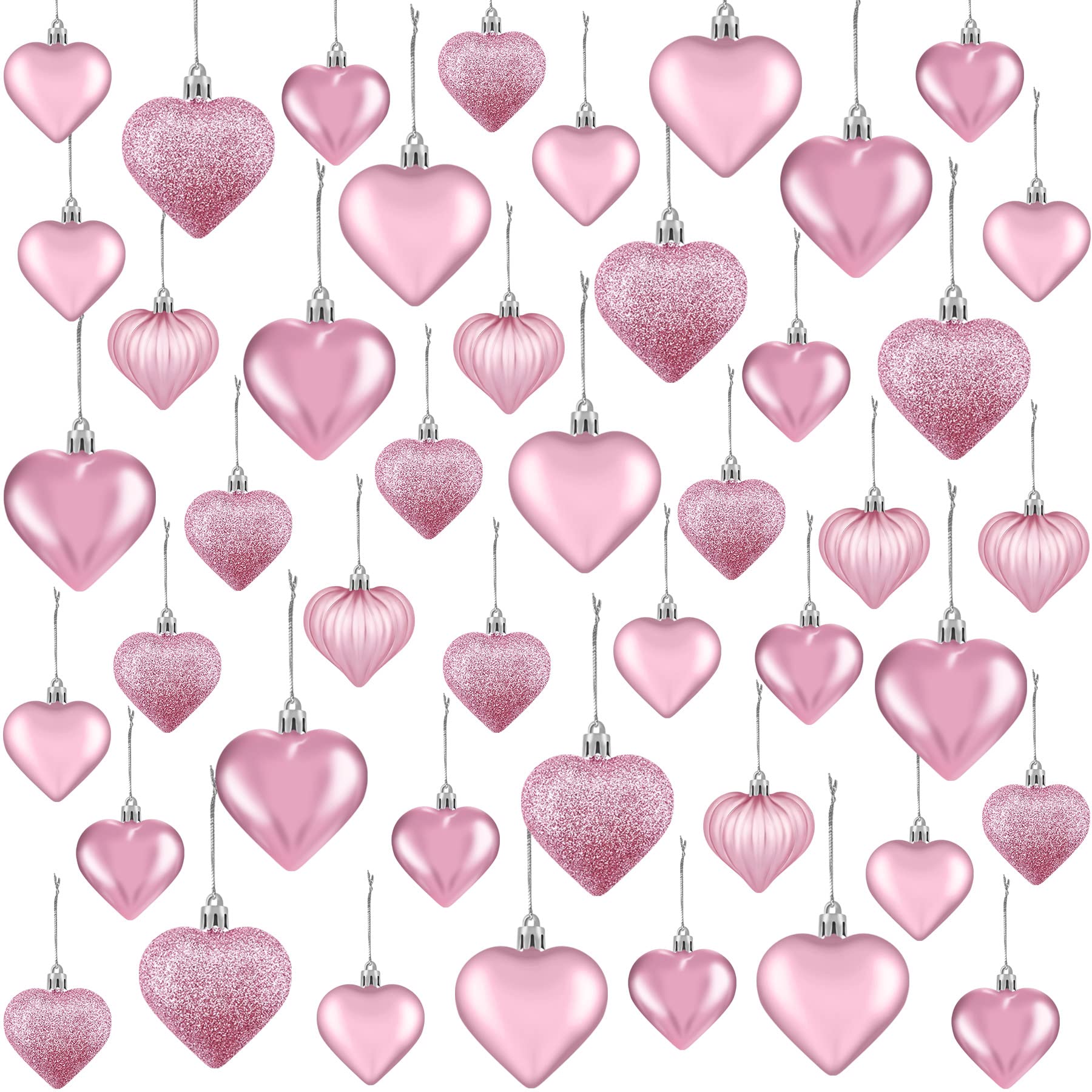 Photo 1 of *MINOR DAMAGE - USED*
Duufin 45 Pieces Valentine's Day Pink Heart Ornaments Heart Shaped Baubles Decorations Hanging Ornaments Decorations for Valentine, Christmas Tree